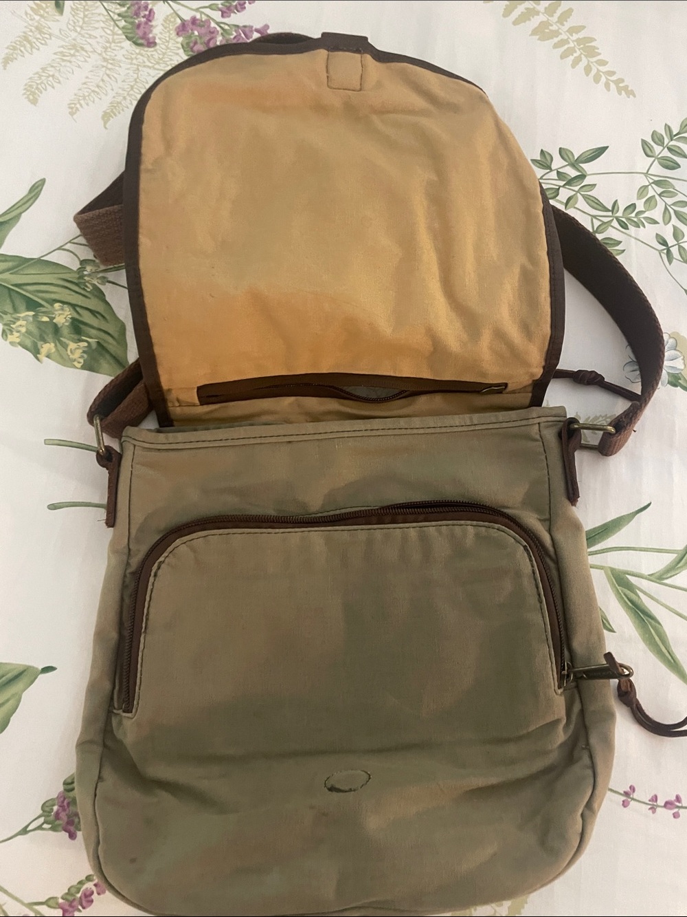 Duluth Trading Co Olive Green and Brown Crossbody Satchel - Picture 4 of 10